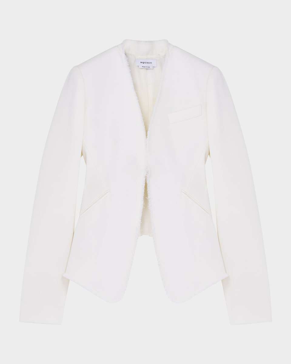 Wool Canvas Single-Breasted Blazer